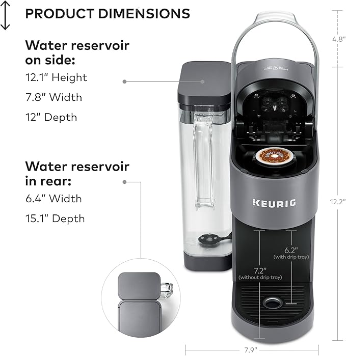 Keurig K-Supreme Single Serve K-Cup Pod Coffee Maker, MultiStream Technology, 4 Brew Sizes, 66oz Dual-Position Removable Reservoir, Gray