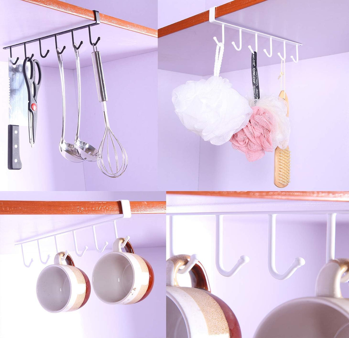eywlwaar Mug Cups Cabinet Mug Hooks Kitchen Storage Hanging Hooks (Black+White)