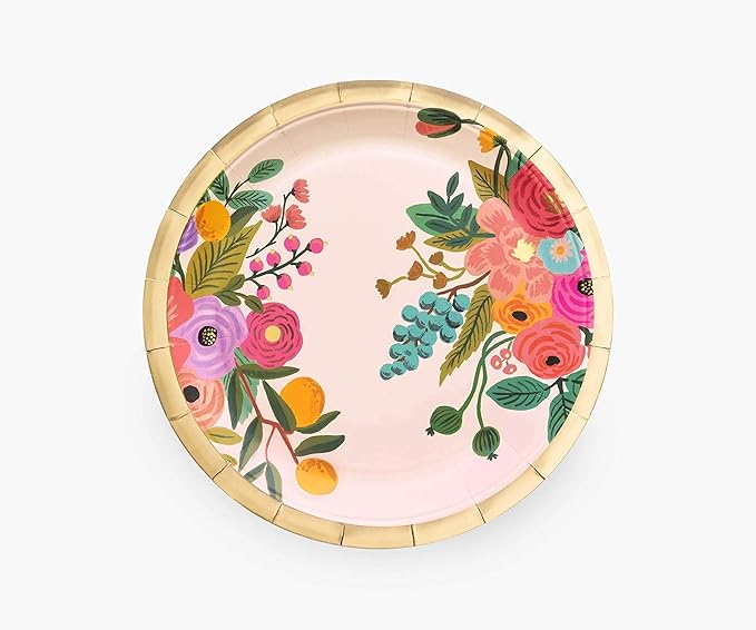 RIFLE PAPER CO. Garden Party Large Plates, Vibrant Floral Design, Perfect for Parties and Celebrations, Durable and Stylish Tableware to Add a Fun, Elegant Touch to Any Event or Gathering
