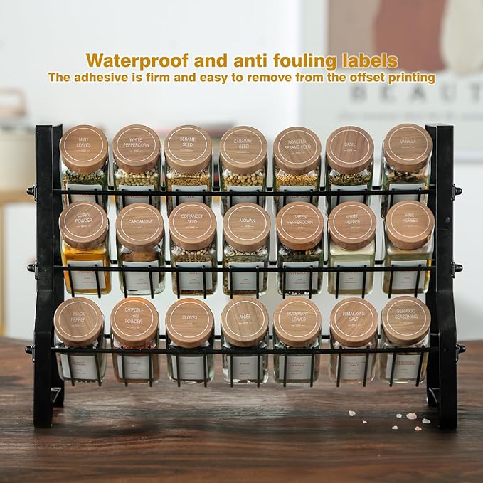 Spice Jars with Label，4oz Seasoning Containers, Glass Spice Bottles with Shaker Lids,Funnel, Chalk Pen (24)
