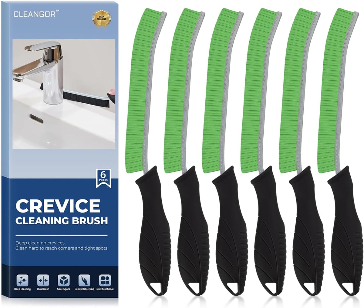 Crevice Cleaning Brushes, Cleaner Scrub Brush Tool for Hard to Reach Tight Space, Home Essentials, Cleaning Supplies for Shower, Bathroom, Kitchen, Toilet, Window