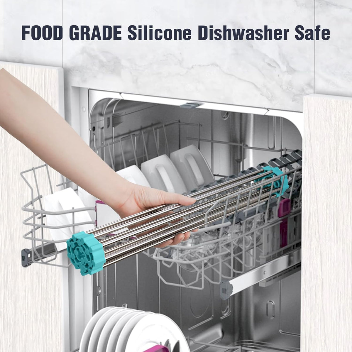 Tomorotec 17.7" x 12.5" Roll Up Dish Drying Rack Over Sink Drying Rack Sink Cover Kitchen Sink Accessories Gadget Multipurpose Organizer Foldable Stainless Steel Drainer