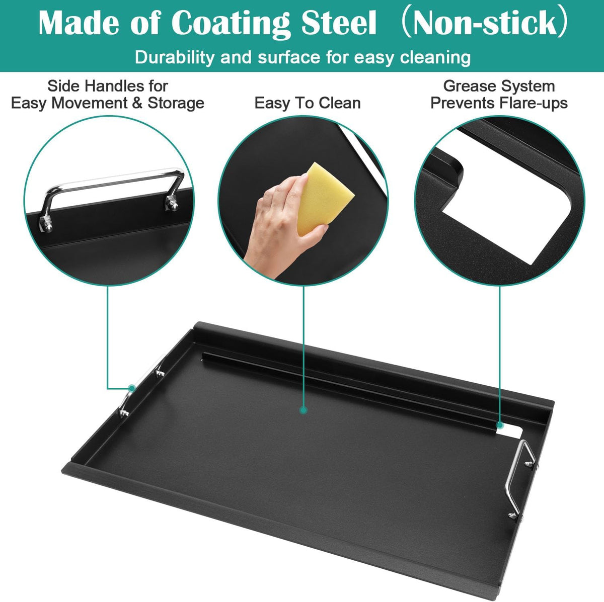 Full Size Griddle Inserts for Char-Broil Performance 5 Burner Series, Flat Top Griddle for Charbroil 463275517 463275717 463372017 463243518 463243519 Grill, Replace for G470-0002-W1 G470-0003-W1
