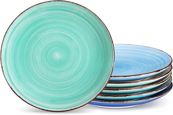 vancasso Bonita Salad Plates, 8.5 inch Small Dinner Plates Set, Ceramic Dessert Plate Serving Dishes Set of 6, Microwave, Oven and Dishwasher Safe, Assorted Color