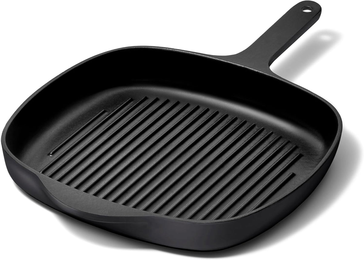 Caraway Enameled Cast Iron Grill Pan - 10.5” Grill Pan for Stovetop Cooking - 3 Layer Enamel Coating - No Seasoning Required - Compatible With All Stovetops - Free From Forever Chemicals - Charcoal