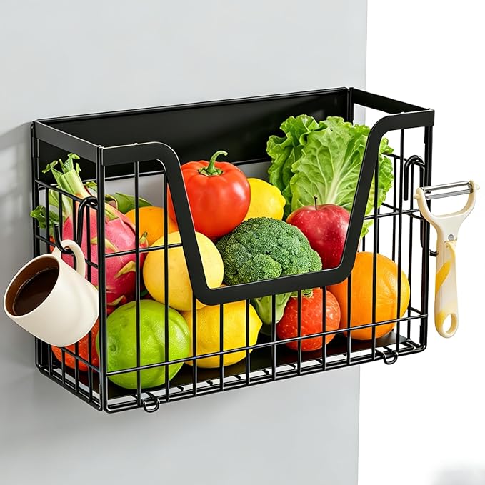 Magnetic Spice Rack, Magnetic Shelf for Fridge, Pantry Organizers & Storage, Kitchen Organization, Fridge Organizer, Kitchen Organizers and Storage, Magnetic Paper Towel Holder, (Black)