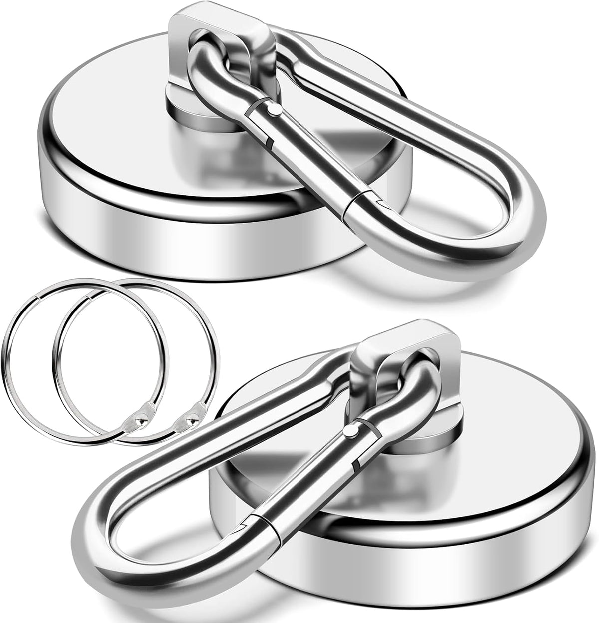 200Lbs Magnetic Carabiner Hooks, 2 Pack Strong Magnetic Hooks Heavy Duty with Swivel Carabiner for Cruise, Black Neodymium Magnet Hooks Magnetic Wall Hanger for Hanging, Toolbox, Grill, Cabins