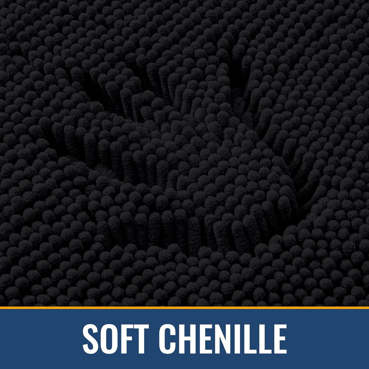 Arotive Bathroom Rugs 40x32, Extra Soft Absorbent Shaggy Chenille Bath Rugs, Machine Washable Rubber Backing Non-Slip Bath Mats for Bathroom Floor Tub and Shower, Home Decor Accessories, Black