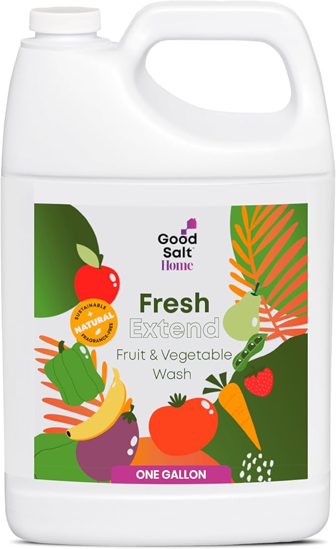Good Salt Home Fresh Extend Fruit and Vegetable Wash, Natural Produce Cleaner, Made in the USA, 1 Gallon Bottle