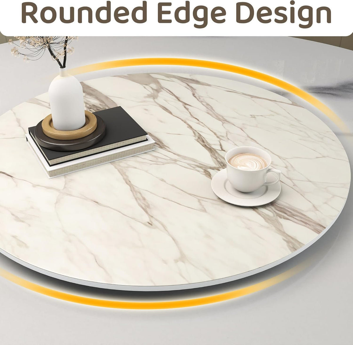 23.6" Lazy Susan for Table Top Sintered Stone Rotating Serving Tray for Dining Table, Kitchen Lazy Susan Organizer Spinning Rotating Food Server Party Centerpieces