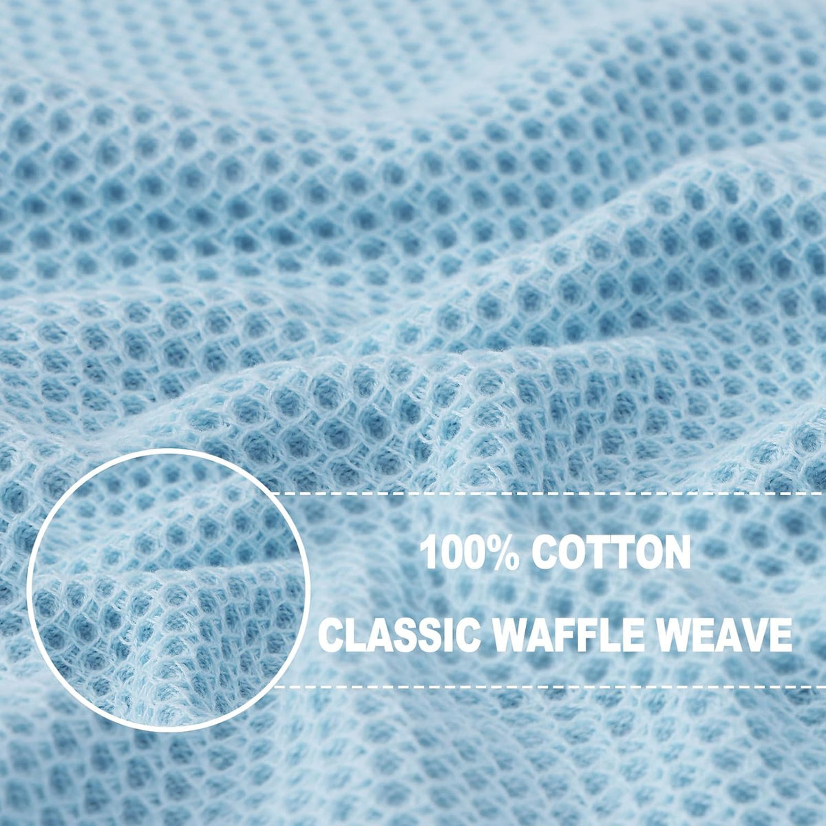 Homaxy 100% Cotton Waffle Weave Kitchen Dish Cloths, Ultra Soft Absorbent Quick Drying Dish Towels, 12 x 12 Inches, 8-Pack, Sky Blue