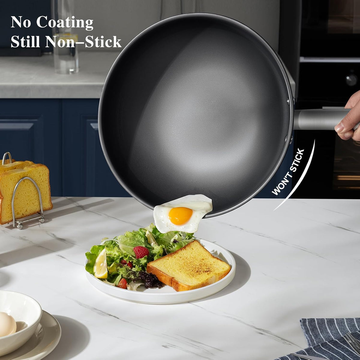 13 in Titanium Wok with Lid – Nonstick Wok & Stir-Fry Pan, All Stovetops & Induction Safe, Oven & Dishwasher Safe, Non-Toxic, No Coating – Durable Titanium Cookware, Frying Pan & Pot