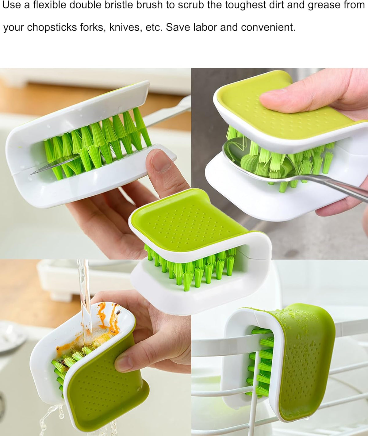 Blade Knife Cleaner Kitchen Washing Brush Chopsticks Cutlery Cleaning Brush Double-Sided Scrubber Multifunctional Knife Sponge