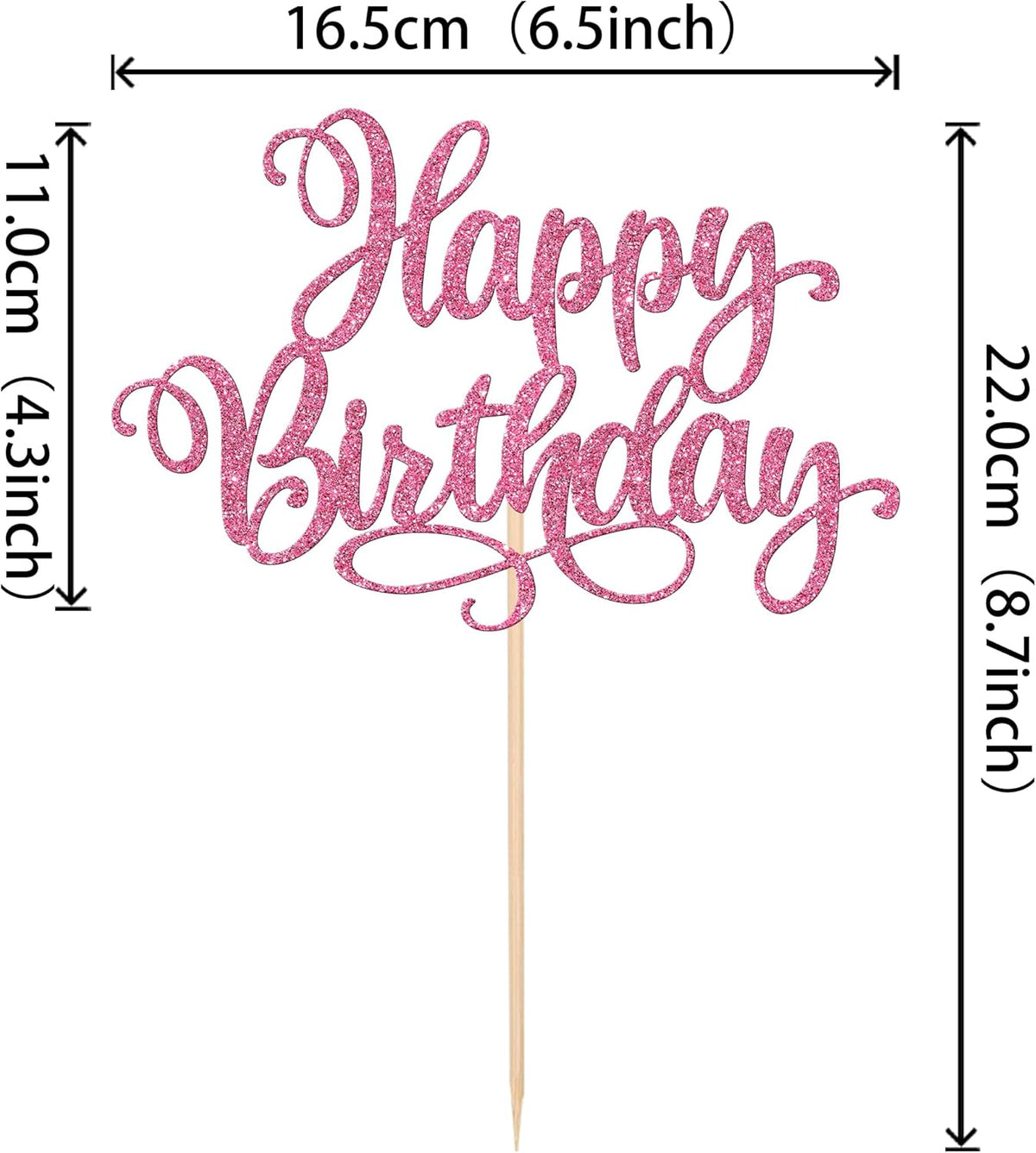 ZHUOWEISM 1 PCS Happy Birthday Cake Topper Glitter Happy Birthday Cake Pick for Celebrating Happy Birthday Anniversary Party Cake Decorations Supplies Pink