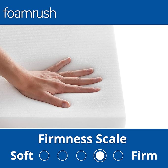 FoamRush 6-Inch Bunk (30" x 80") High Density Foam RV Mattress Replacement with Canvas Navy Cover, Medium Firm, Made in USA, Camper Trailer, Removable Water-Resistant Outdoor/Indoor Cover w Zip