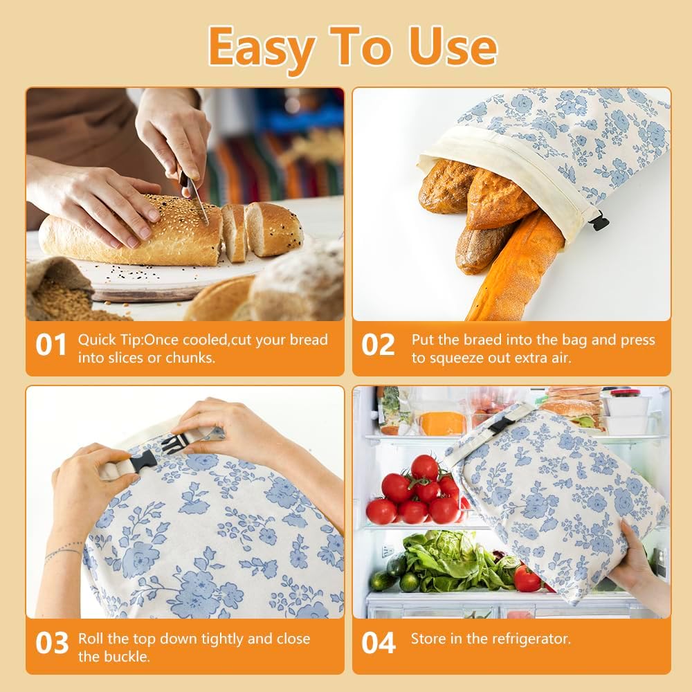 Bread Bags for Homemade bread,2 Pack Sourdough Bread Bags,Beeswax Bread Bags for Bourdough,Reusable Bread Storage