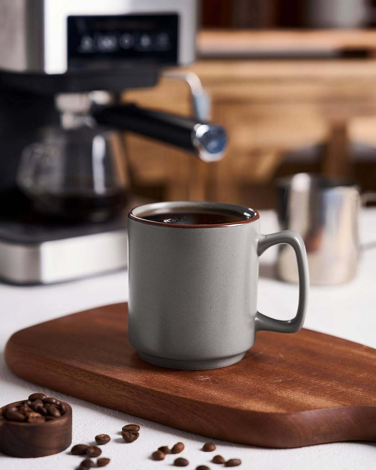 famiware Coffee Mugs Set of 4, Nebula 14oz Coffee Mugs, Ceramic Cup Set with Handle for Latte, Tea, Milk, Cappuccino, Cocoa, Dark Gray