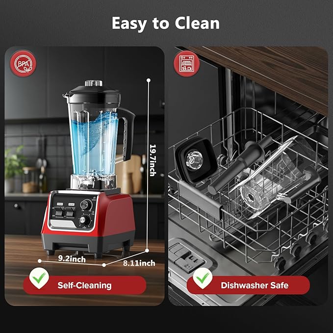 1800W Blender for Smoothies, 70oz Pitcher & 20oz Grinder, 28000 RPM High Speed Countertop Blender for Kitchen for Ice Crushing, Frozen Fruits & Nut Butter, 1-5 Min Timer, Multiple Speeds