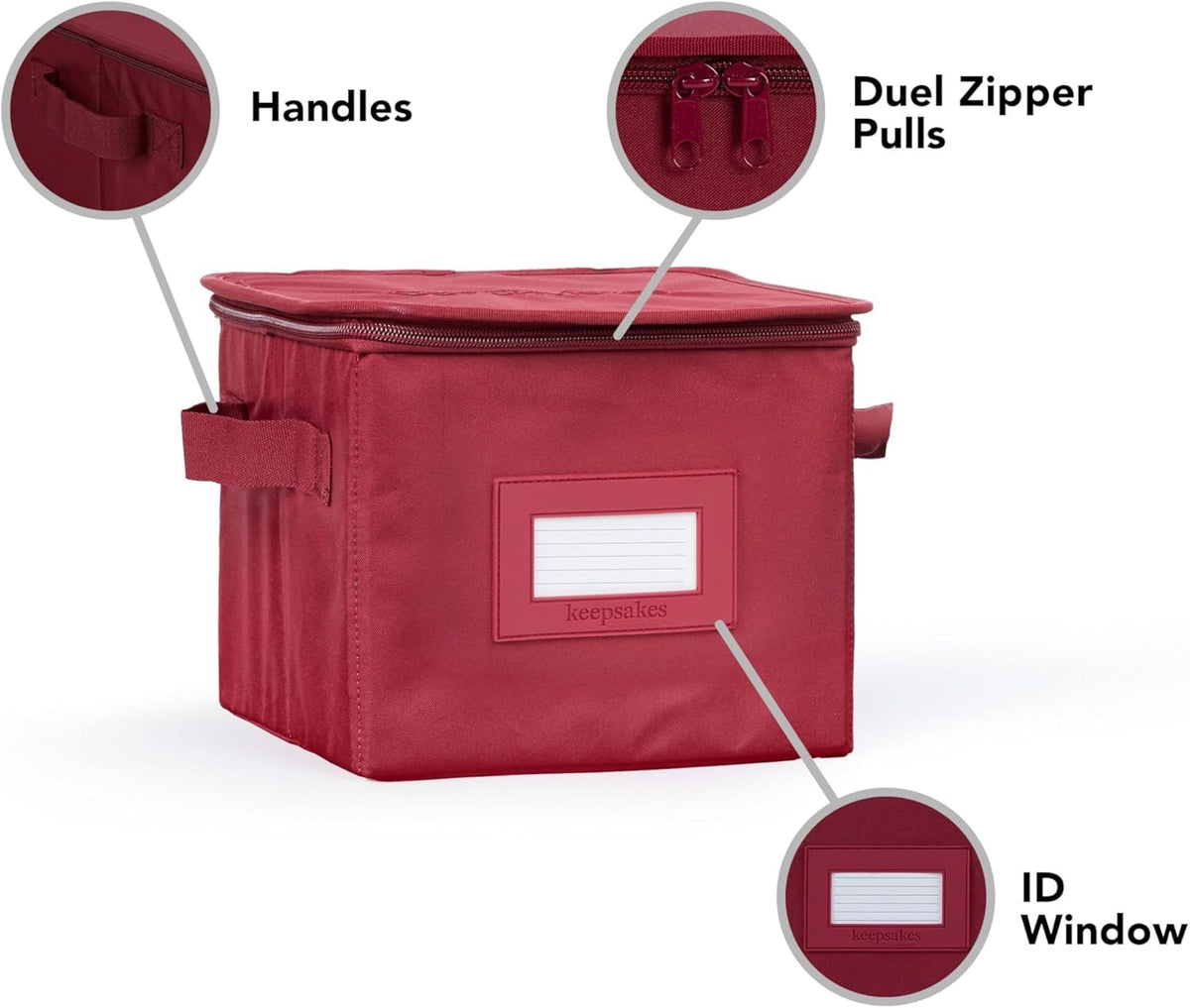 Covermates Keepsakes Dish Storage Box - Stackable, Reinforced Handles, China Storage, Scarlett Red