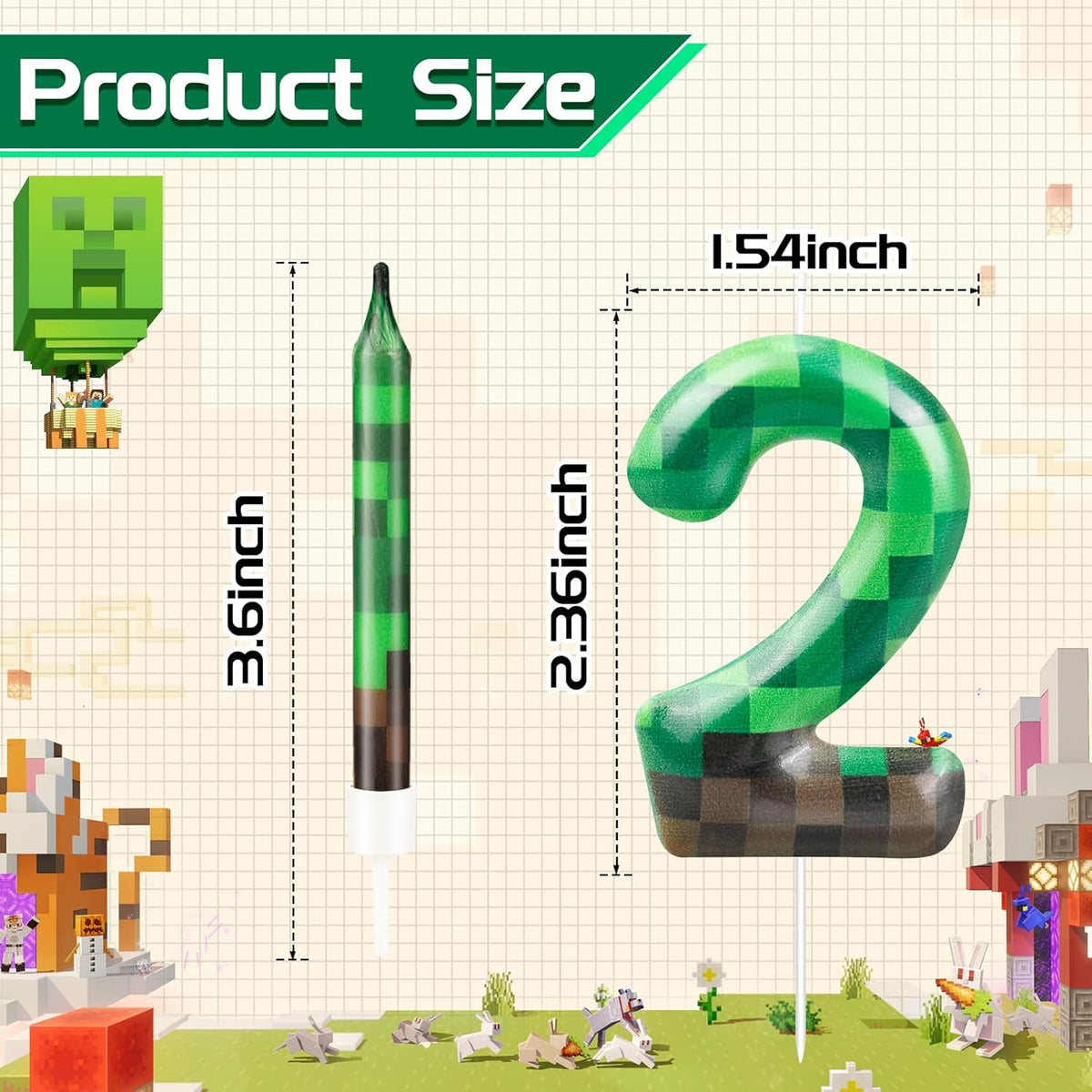 13 Pcs Dynamite Candles 12 TNT Themed Birthday Cake Candles and Number 2 Candle Cake Topper for Pixel Theme Birthday Party Anniversary Party Dynamite Theme Party Video Game Party Supplies (Number 2)