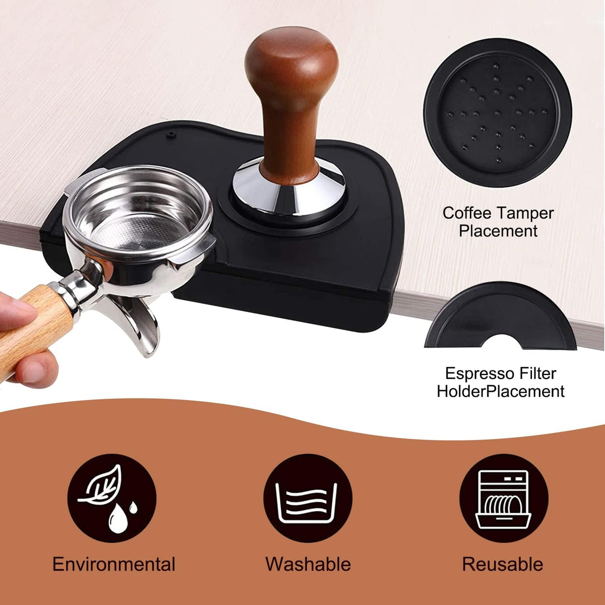 Coffee Knock Box,Set of 2 Pieces Espresso Knock Box Coffee Tamper Mat Reliable Barista Tools,Espresso Dumpster with Removable Knock Lever and Non-Slip Base,for Barista Bar Shop Worktop