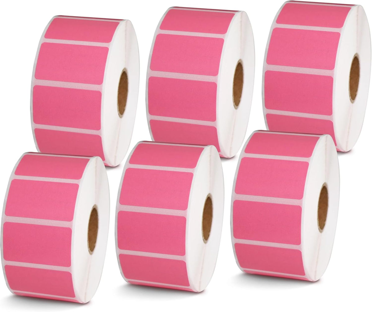 BETCKEY - 1.5" x 0.85" All Purpose Labels Compatible with Zebra & Rollo Label Printer,Premium Adhesive & Perforated[Pink, 6 Rolls, 9000 Labels]