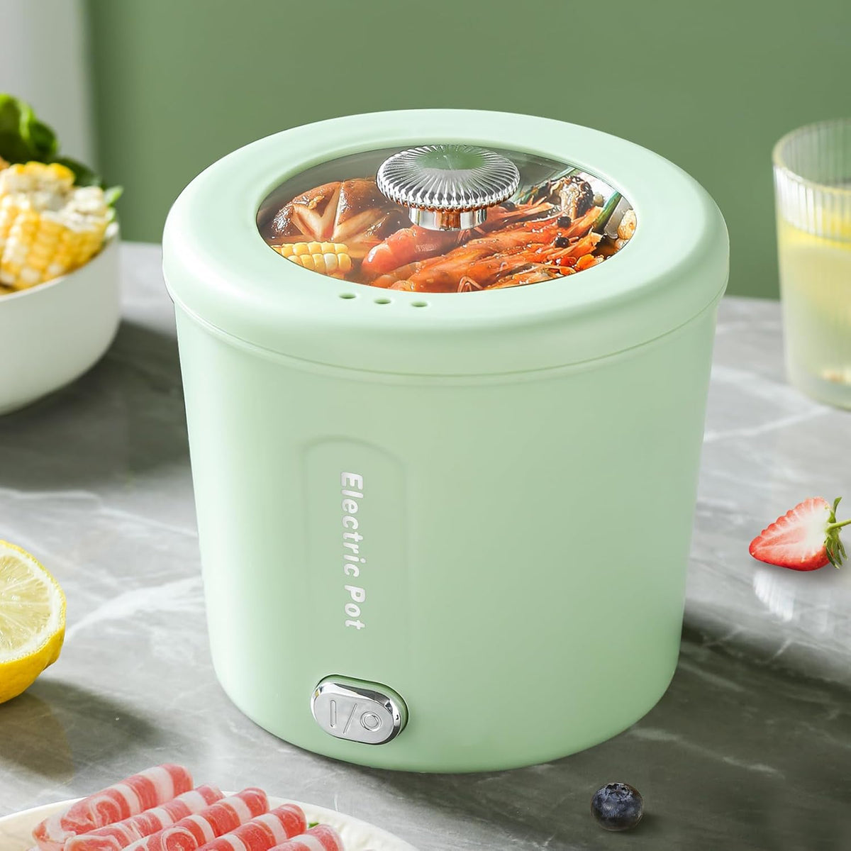 Hot Pot Electric, 1L Mini Ramen Cooker, 450W Rapid Noodles Cooker, Multifunctional Electric Pot for Cooking Pasta, Soup, Portable Pots with Over-Heating Protection for Dorm, Office, Travel