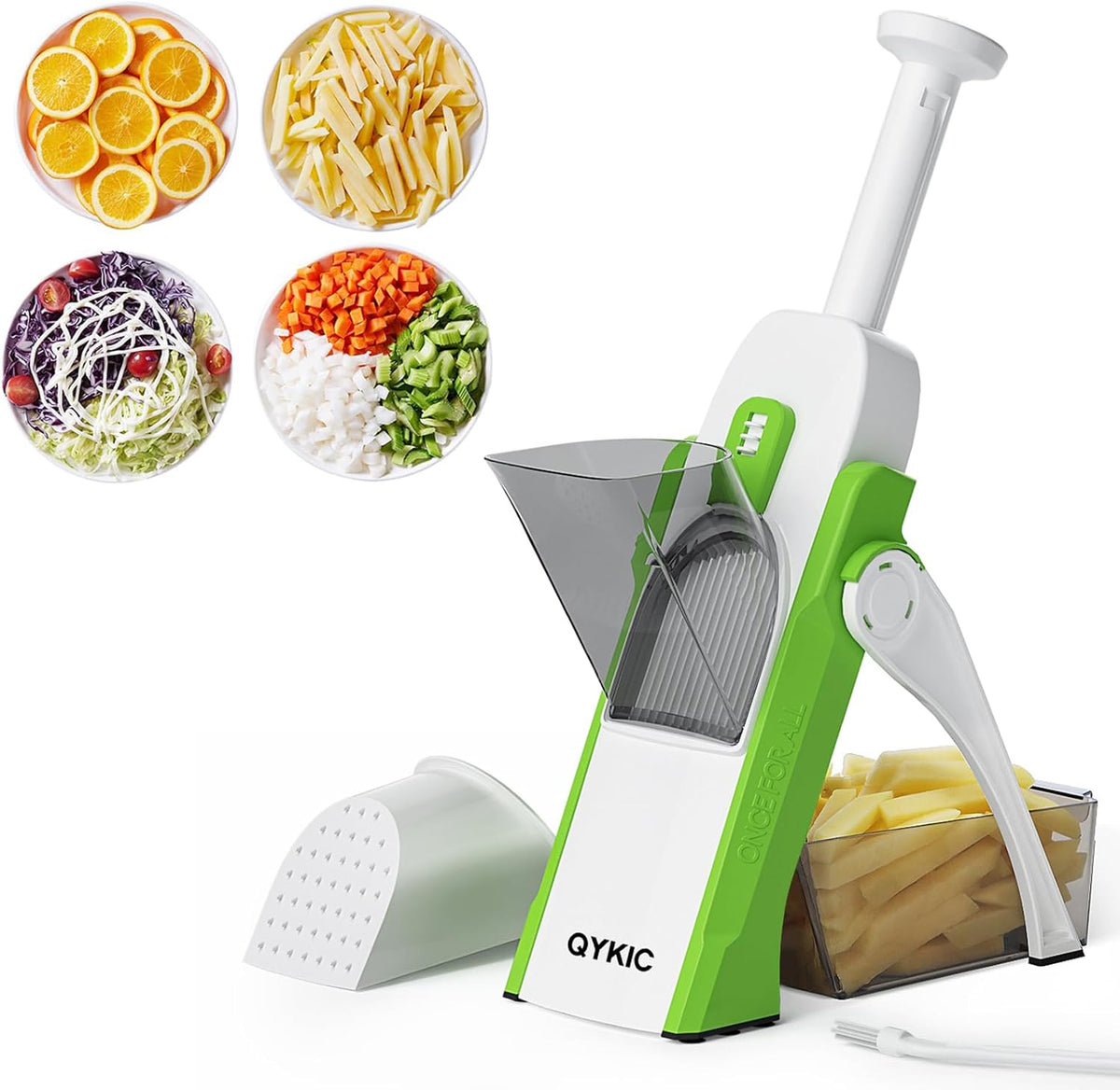 Safe Mandoline Slicer 5 in 1 Vegetable Chopper Food Potato Cutter, Strips Julienne Dicer Adjustable Thickness 0.1-8 mm Kitchen Chopping Artifact Fast Meal Prep