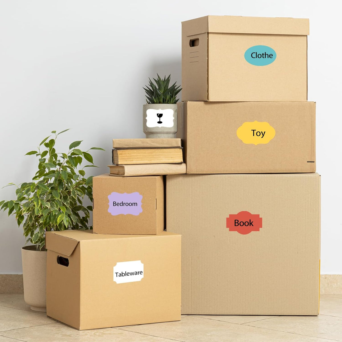 Blue Labels - 250 PCS 3" x 2" Fancy Shape Stickers for Storage Boxes or Food Jars - Holiday Tags