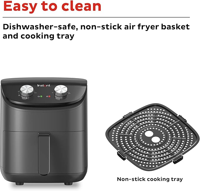 Instant Pot Essentials 4QT Air Fryer with EvenCrisp Technology that Crisps and Reheats, Easily Adjust Time & Temperature For Quick Meals, 100+ In-App Recipes, from the Makers of Instant Pot, Black