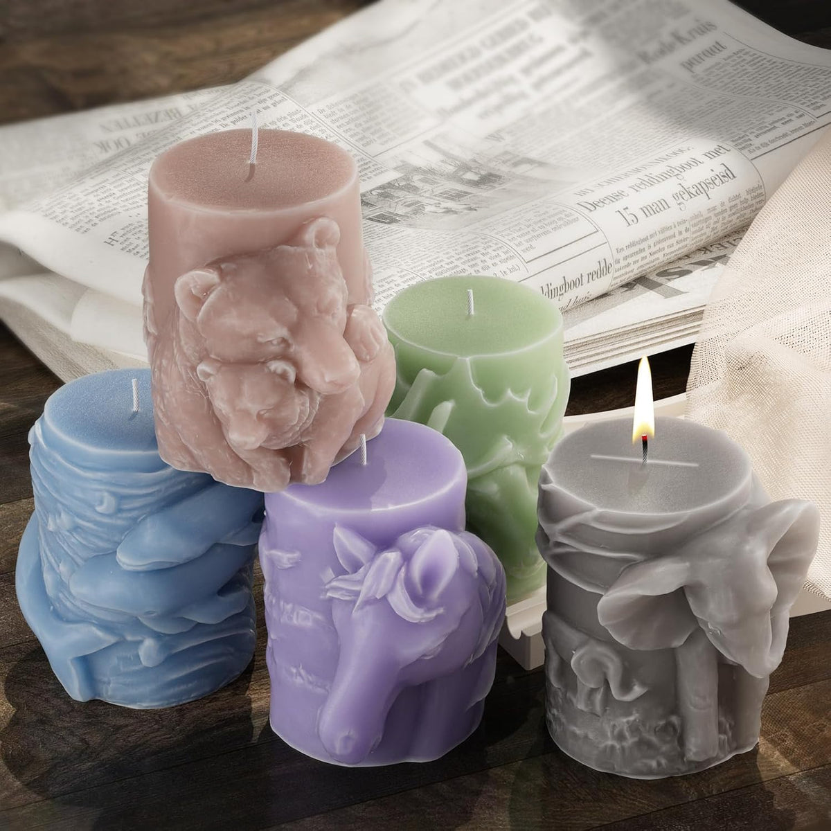 Bear Cylinder Animal Candle & Clay Jewelry Resin Casting Molds - 3D Silicone Mold for Craft Supplies