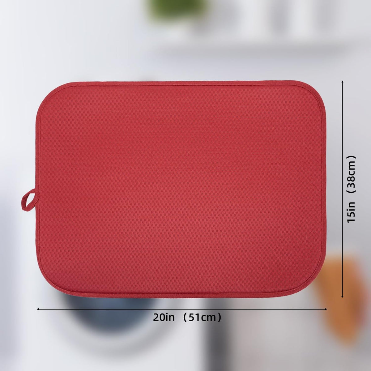 2 Pack Dish Drying Mat for Kitchen Counter, Super Absorbent & Anti-Slip, Machine Washable, 15" x 20" (Red)