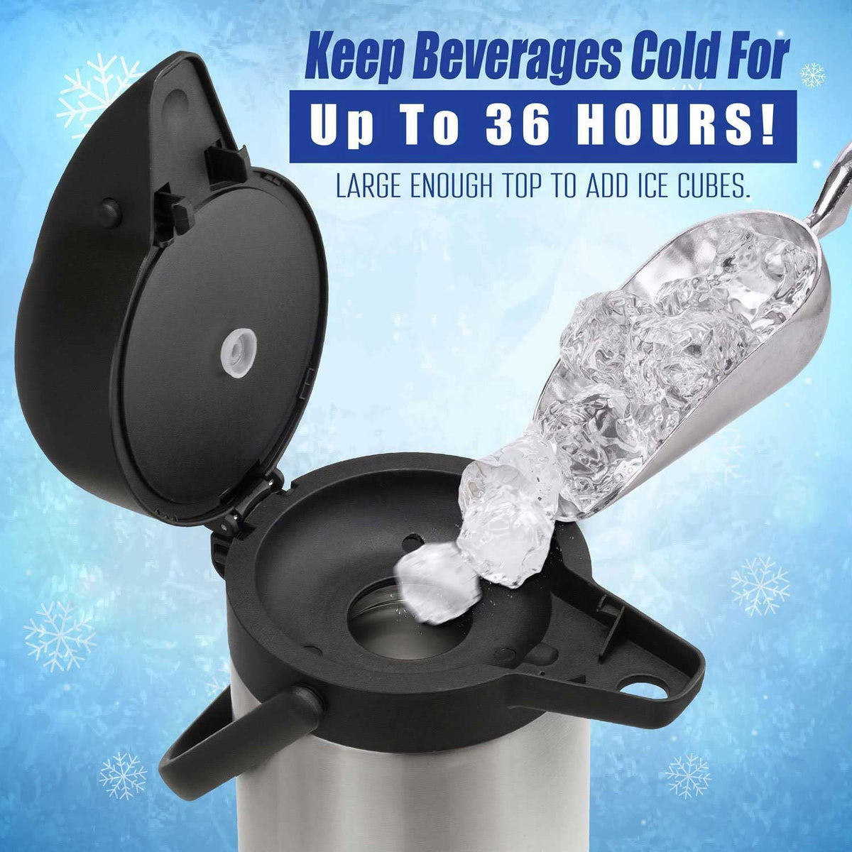 85 oz (2.5L) Airpot Coffee Carafe with Pump, Insulated Stainless Steel Coffee Dispenser, Coffee Carafes for Keeping Hot/Cold, Hot Beverage Dispenser for Party