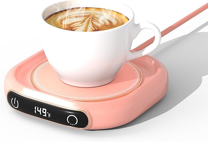Coffee Mug Warmer For Desk,Multi-purpose Cup Warmer For All Bottles&Cups,Fast Heating Mug Warmer For Tea &Coffee With 3 Temp Settings, Portable Bottle Warmer For Breastmilk, 8 Hours Auto Shut Off,Pink