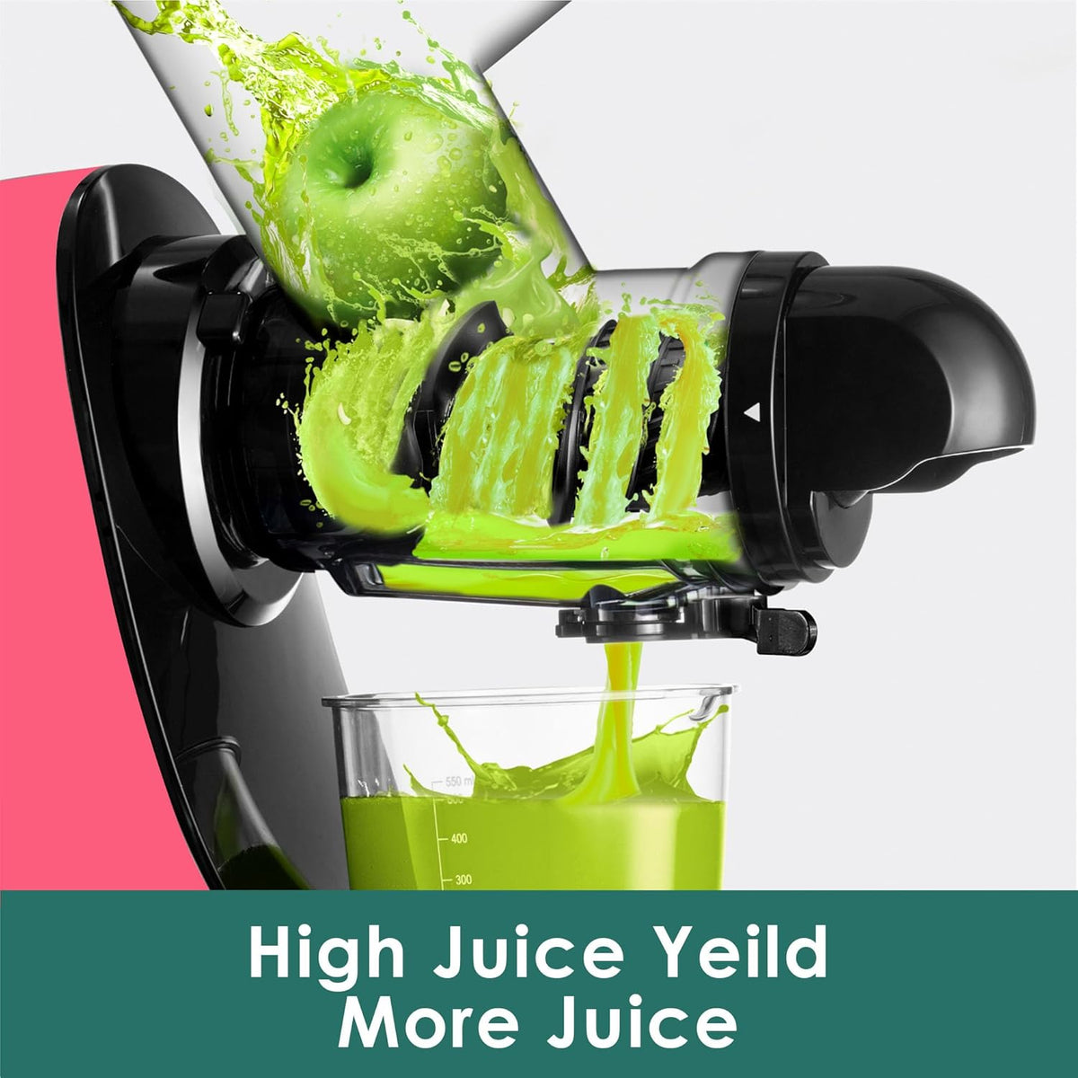 Slow Juicers, Cold Pressed Juicer Machine with 3-inch Large Feeding Chute,Masticating Juicer Machines Vegetable and Fruit,BPA Free, Powerfull 200w Motor(Pink)