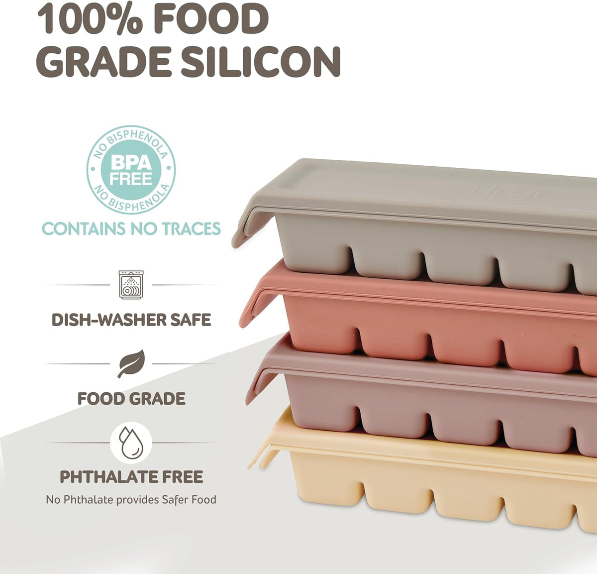 Silicone Freezer Trays with Lid, 1oz 6 Section - Leak Proof Silicone Freezer molds for Homemade Baby Food Breastmilk, Purees, Vegetables, Baby Food Jars Ice Tray with Lid BPA Free Indie Pink