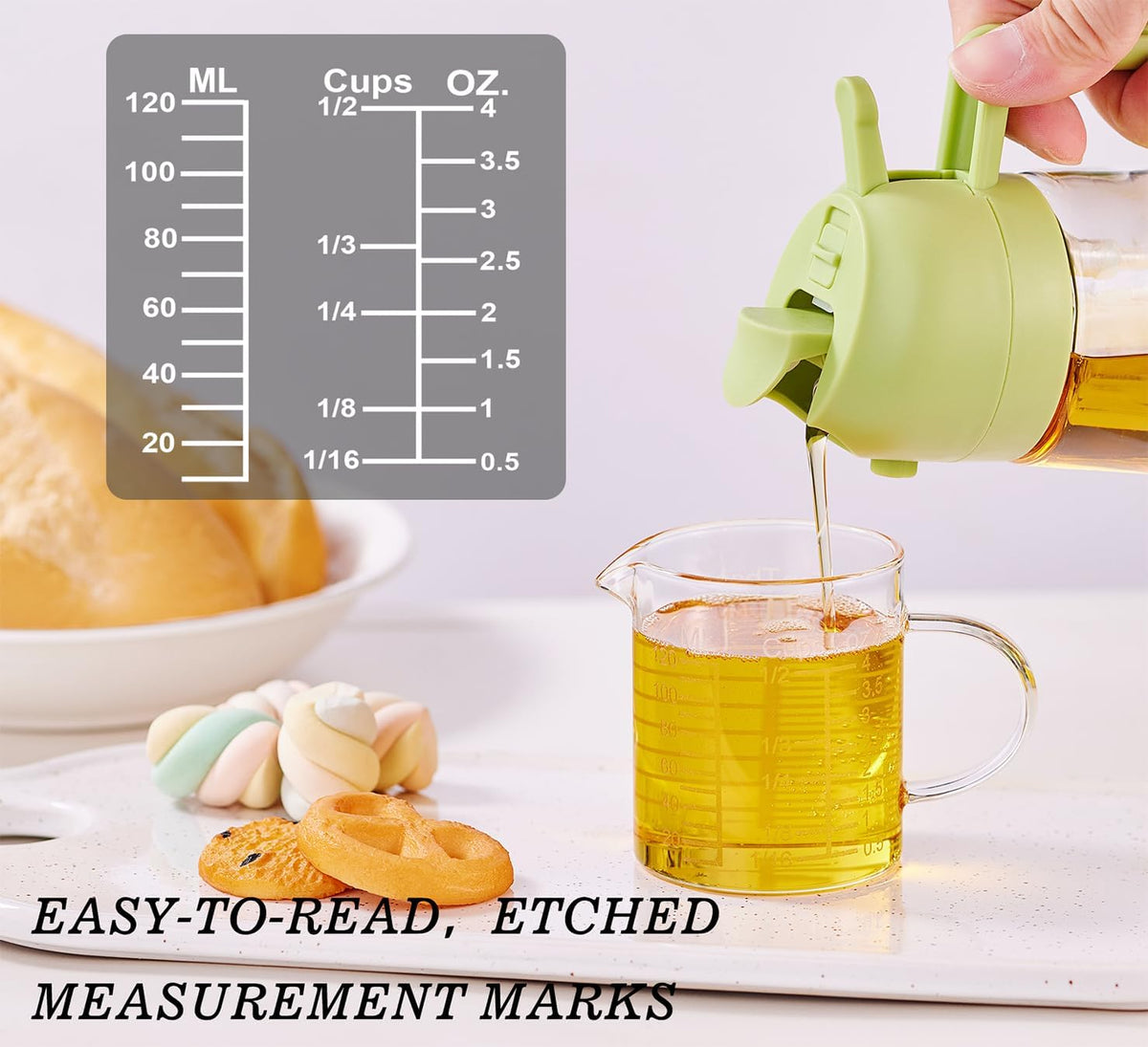 Ackers Etching Scale Measuring Glass -[Insulated handle | V-Shaped Spout]-Made of High Borosilicate Glass Measuring for Kitchen or Restaurant, Easy to Read, 120 ML (4 Oz)