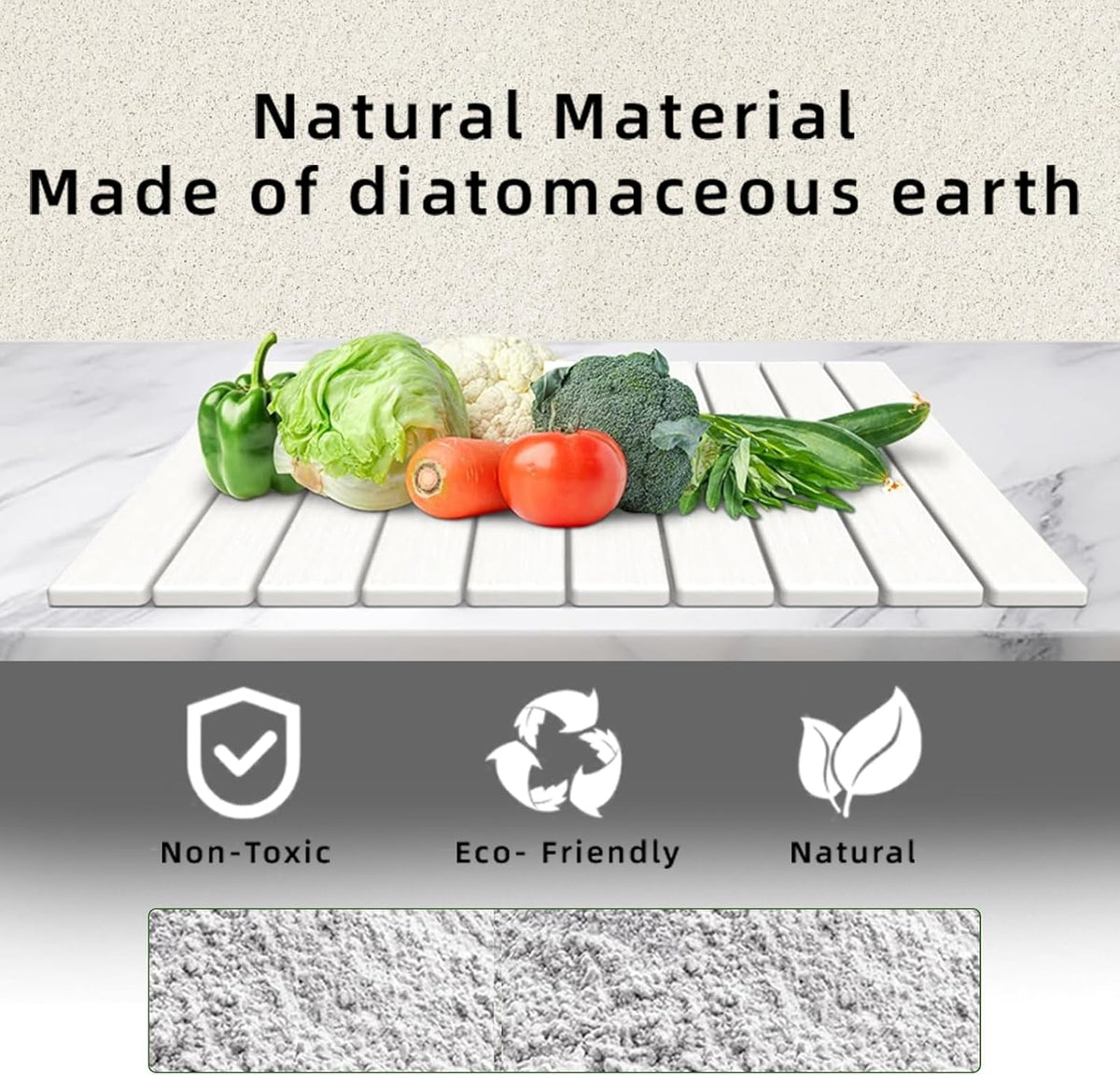 Stone Drying Mat for Kitchen Counter, Collapsible Dish Drying Mat, Fast Drying Diatomaceous Earth Dish Drying Mats, Water Absorbent Diatomite Kitchen Mat (white, small)
