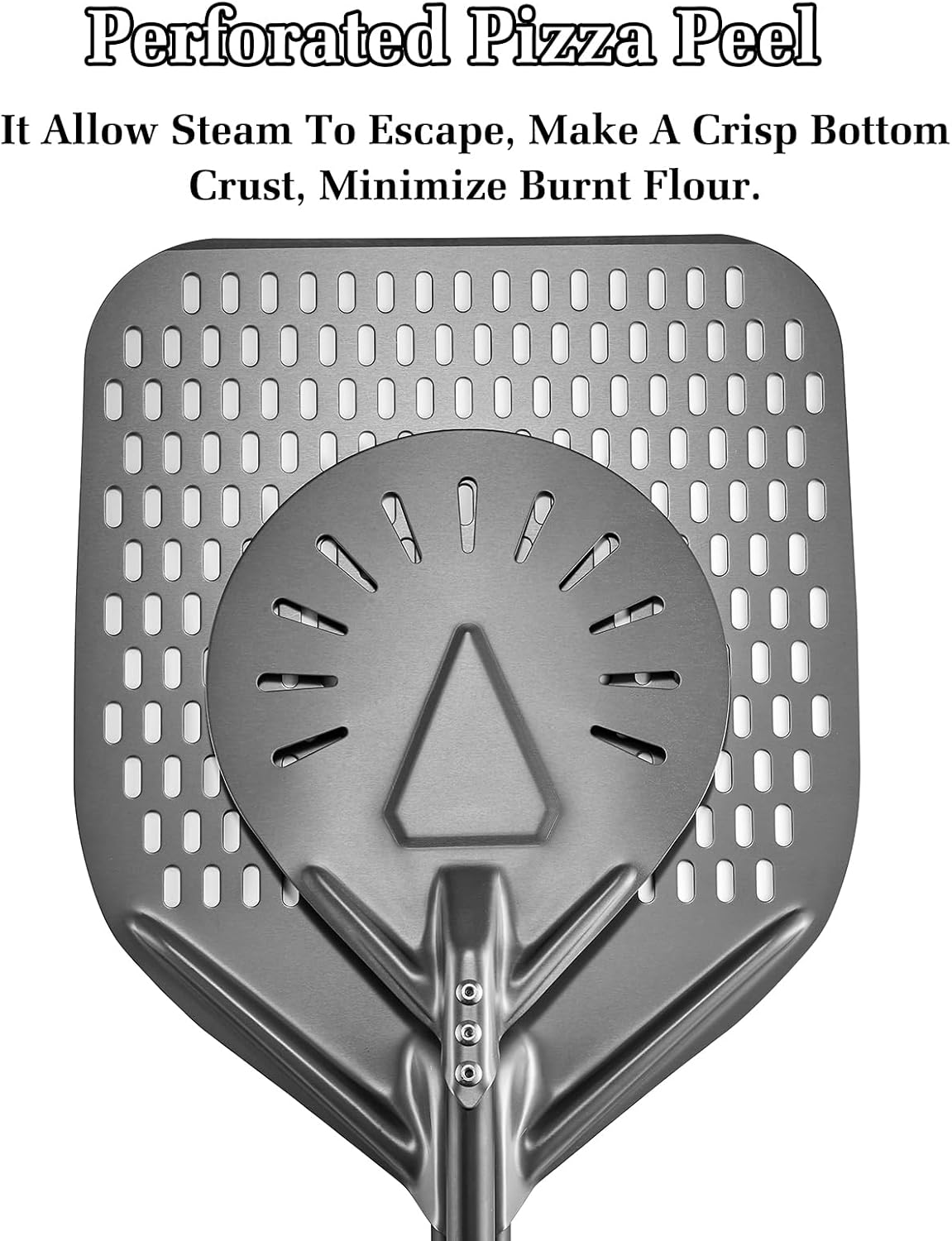 12 Inch + 9 Inch Perforated Pizza Peel Set, Pizza Turning Peel with Metal Handle, Pizza Spatula Paddle for Homemade Pizza Oven Accessories