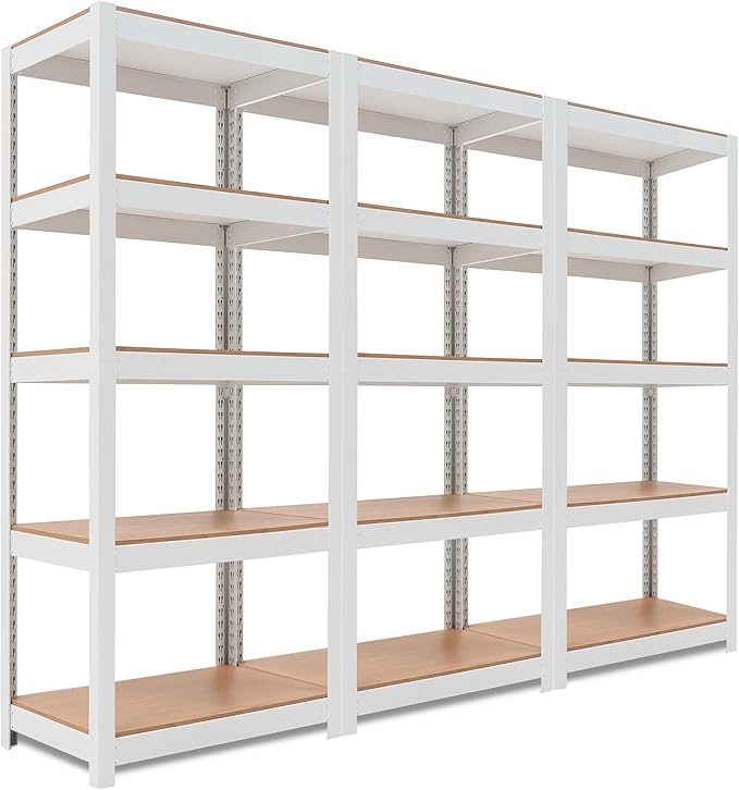 HOMEDANT House 5 Tier 24.4" W Laminated Metal Shelving Unit Adjustable Storage Utility Rack Heavy Duty Shelves Organization Multipurpose Shelf Kitchen Garage Pantry Closet 3 Pack