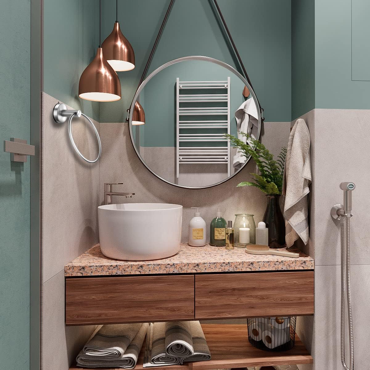DGYB Suction Cup Hand Towel Ring Brushed Nickel Hand Towel Holder for Bathroom Wall SUS 304 Stainless Steel Kitchen Towel Hanger