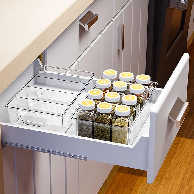 Stackable 6 Pack Snack Organizer for Pantry Shelf,Clear Pantry Organizers and Storage Bins for Fridge,Office,Cupboard,Plastic Pantry Snack Organizer For Breast Milk,Tea Bag,Food Storage Containers
