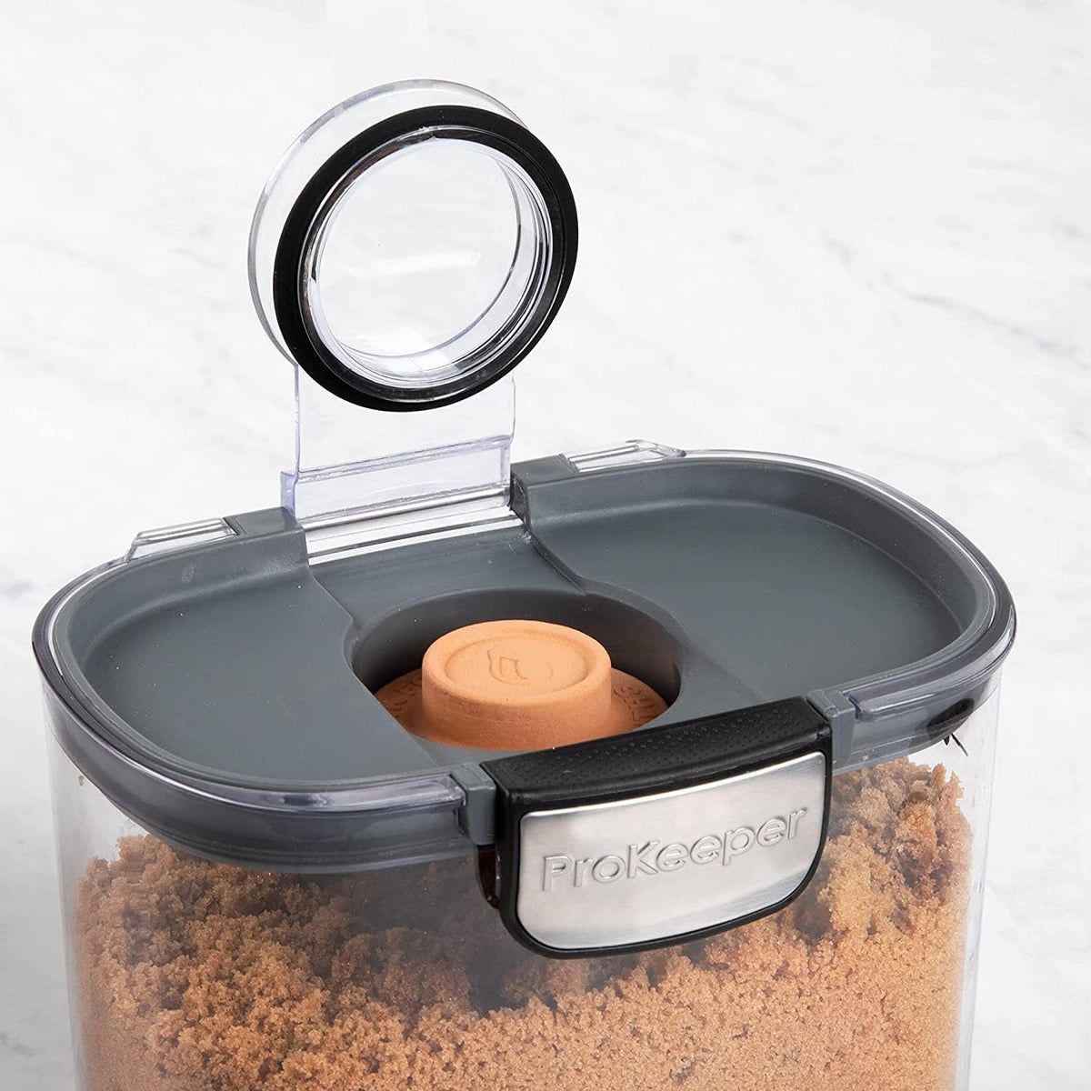 Progressive International ProKeeper+ Clear Plastic Airtight Food Baker's Kitchen Storage Organization Container Canister Set with Magnetic Accessories, 2- Piece Set (Powdered & Brown Sugar 1.4-Quart)