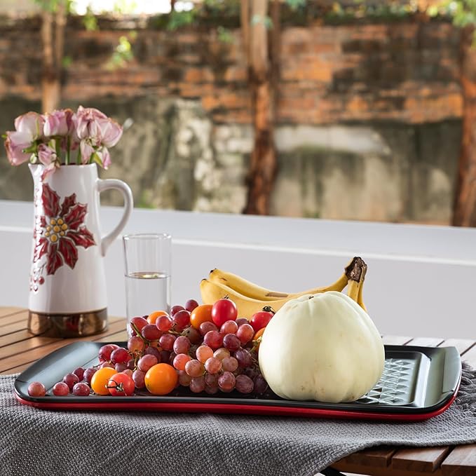 LEHAHA Grilling Prep and Serve Trays, BBQ Serving Platter, Melamine Serving Trays for Food, Set of 2, Great Gift for Father's Day, BBQ Lovers, Prefect for Chrismas Festival and Everyday use.