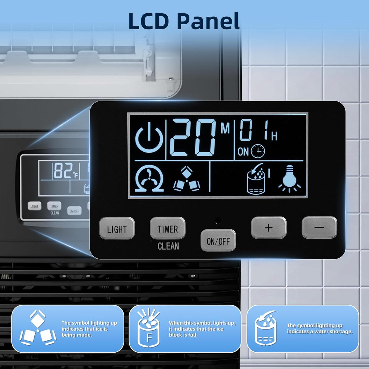 Antarctic Star Commercial Ice Maker Machine 66Lbs/24H, Self-Cleaning, Ice Scoop, Freestanding Ice Cube Machine for Home, Bar, Restaurant, Coffee Shop