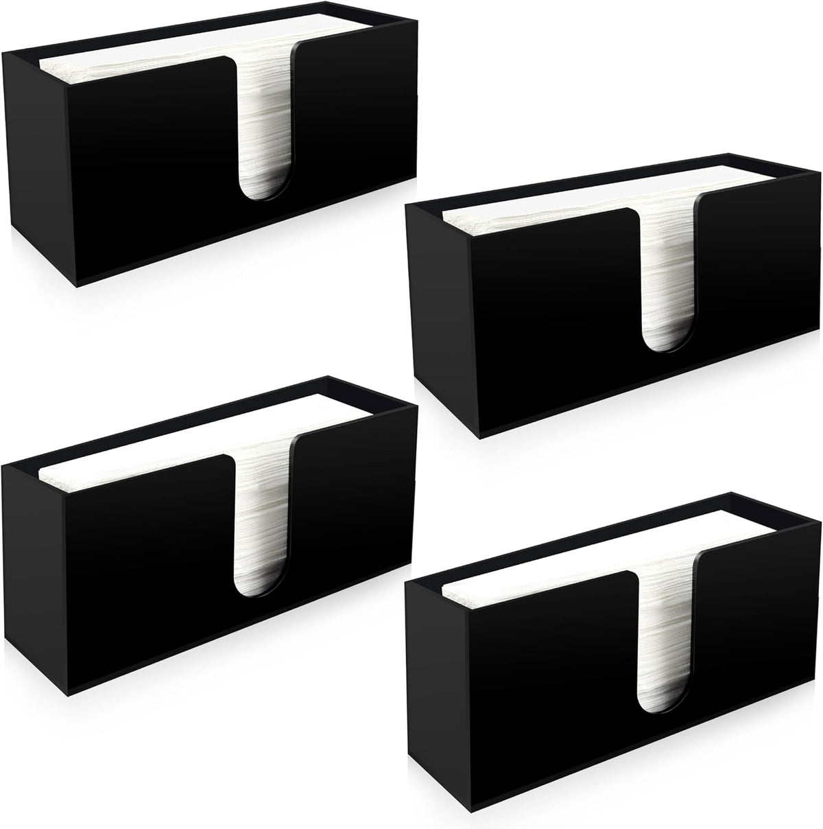 Paper Towel Holder for Countertop,Black Acrylic Napkin Dispenser-Multifold/C-Fold/Z-Fold Trifold Paper Towel Dispenser for Bathroom Kitchen Restaurant Toilet - Durable 5mm Thick(4)