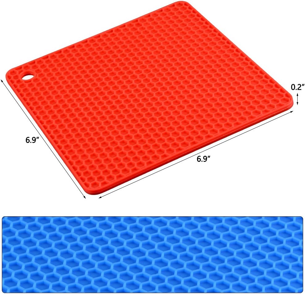 CAKETIME Silicone Trivet Mats - Hot Pads Spoon Rest, Multipurpose Trivet for Hot Dishers Heat Resistant Food Grade Silicone Set of 4