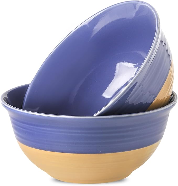 Hasense Salad Bowls Set of 2, 9 Inch Purple Ceramic Serving & Mixing Bowls - 84 Ounce, Microwave Safe: Perfect for Entertaining, Cooking, Baking & Dinner Plates