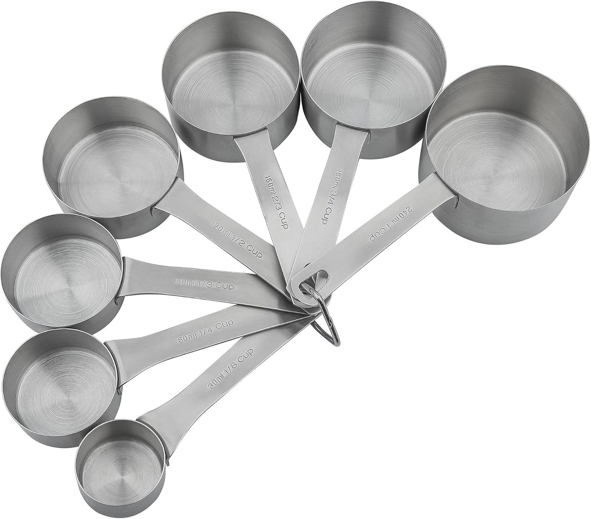 Measuring Cups and Spoons Set, Stainless Steel Measuring Cups, 18/8(304) Material Heavy Duty 7 Measuring cups and 8 Measuring Spoons 1 Leveler and 2 rings Pack 18pcs Per set