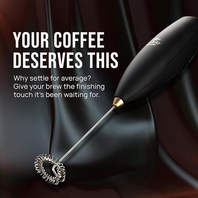 Zulay Kitchen Executive Series Luxury Gift Milk Frother with 4 Duracell Batteries – Handheld Electric Foam Maker for Coffee, Lattes & Hot Chocolate – Deluxe Finish, Ultimate Gift for Coffee Lovers